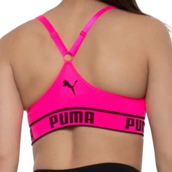 0313 NEW Puma Neon Pink & Black Seamless Solstice Sports Bra - Picture 2 of 3